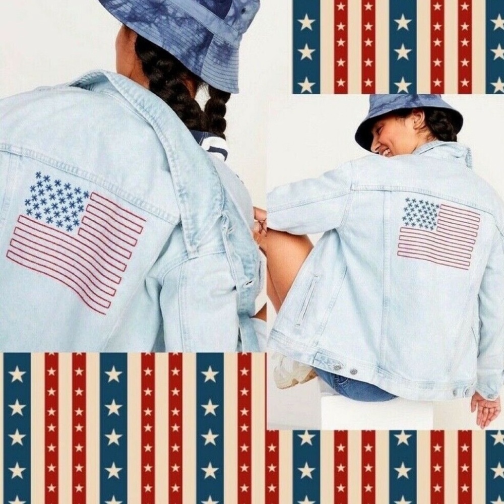 Old Navy jean jacket American Flag